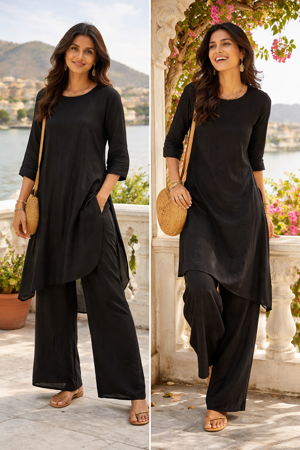 Everyday Luxe Black Slub Cotton Set