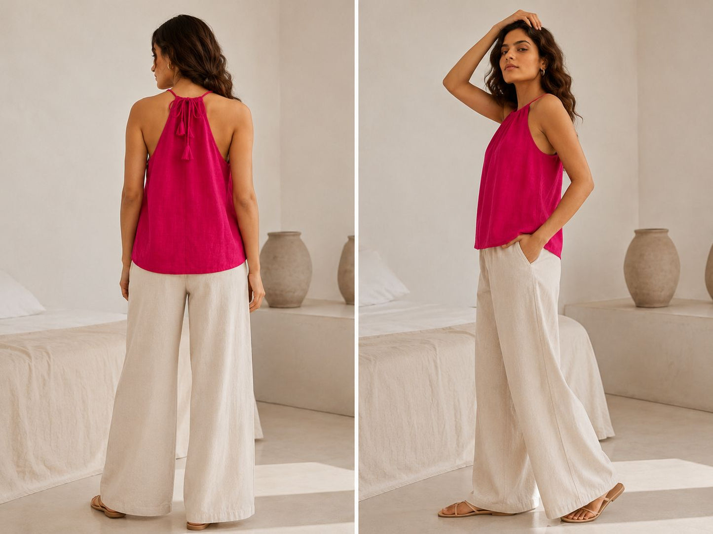 Pink Mirage Tie-Up Top