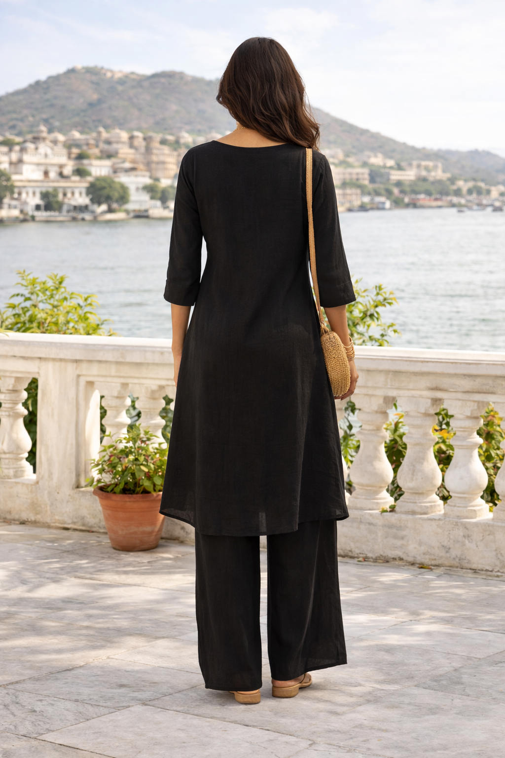 Everyday Luxe Black Slub Cotton Set