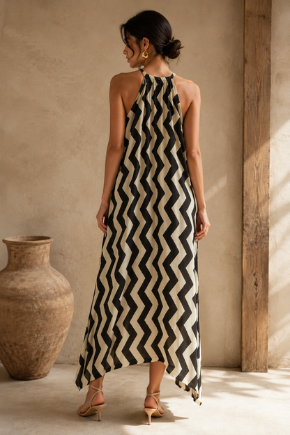 The Chevron Halter Maxi