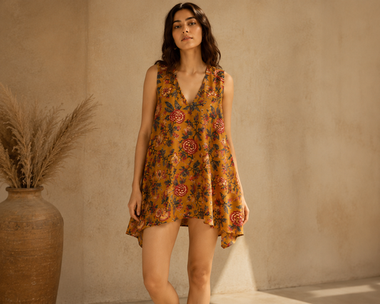Mustard Bloom Asymmetrical Top