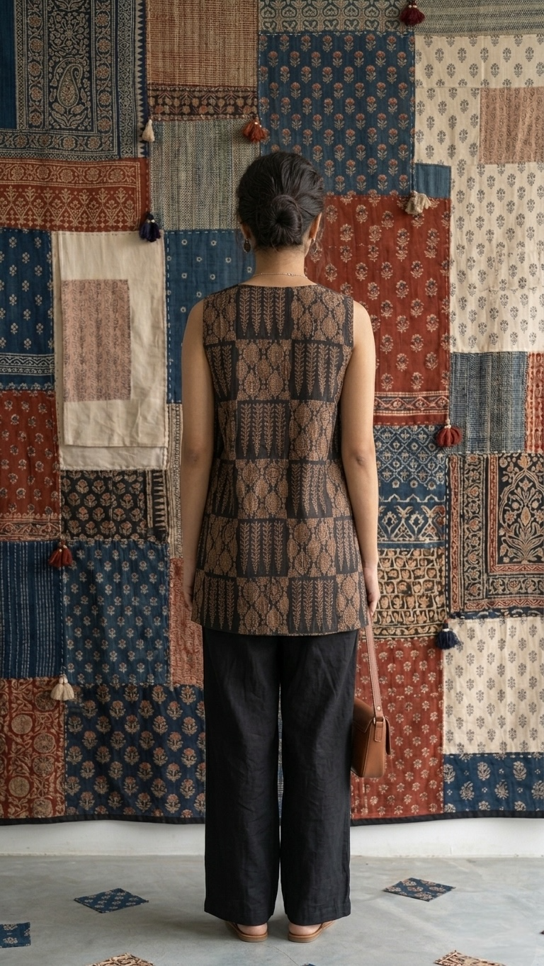 The Minimalist Edit: Aranya Block-Printed V-Neck Tunic