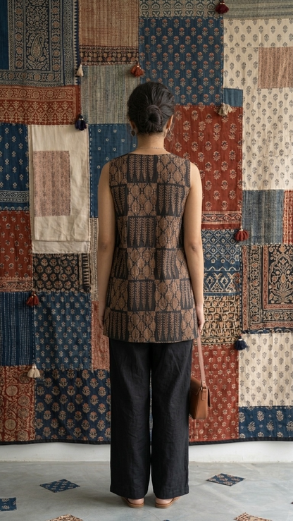 The Minimalist Edit: Aranya Block-Printed V-Neck Tunic