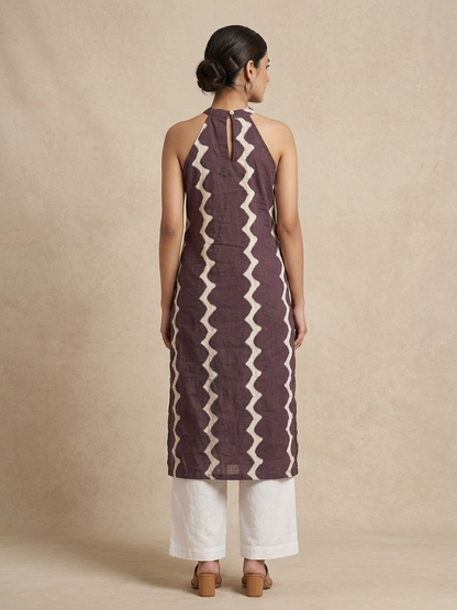 Mocha Zigzag Halter Kurta