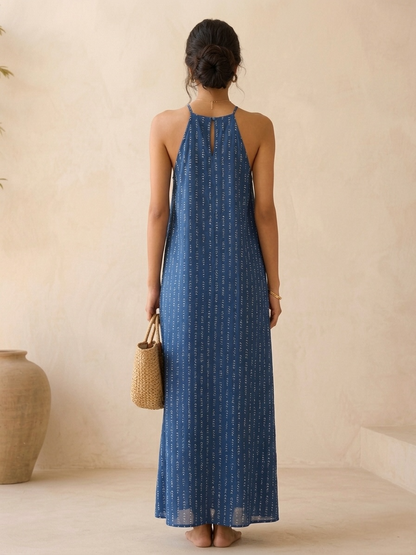 Indigo Horizon Halter Maxi Dress